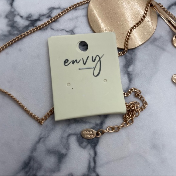 New envy Jade & Jasper Gold Tone Necklace Long Chain Circle Pendant - Picture 3 of 6